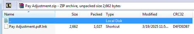 Figure 2. The LNK file disguised as a PDF file.