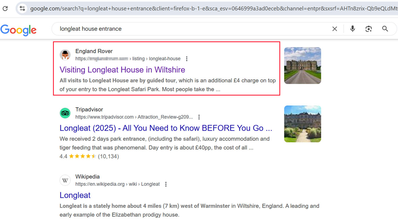A fake CAPTCHA landing page appearing at the top of Google Search results as a result of SEO poisoning techniques