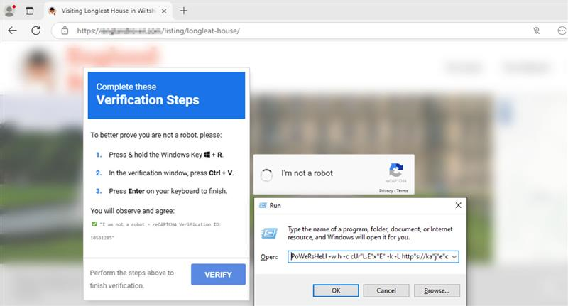 The fake CAPTCHA landing page highly ranked in Google Search results